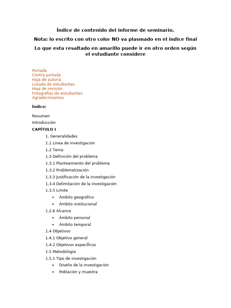 4. Índice de Contenido Del Informe de Seminario (1) | PDF | Análisis de ...