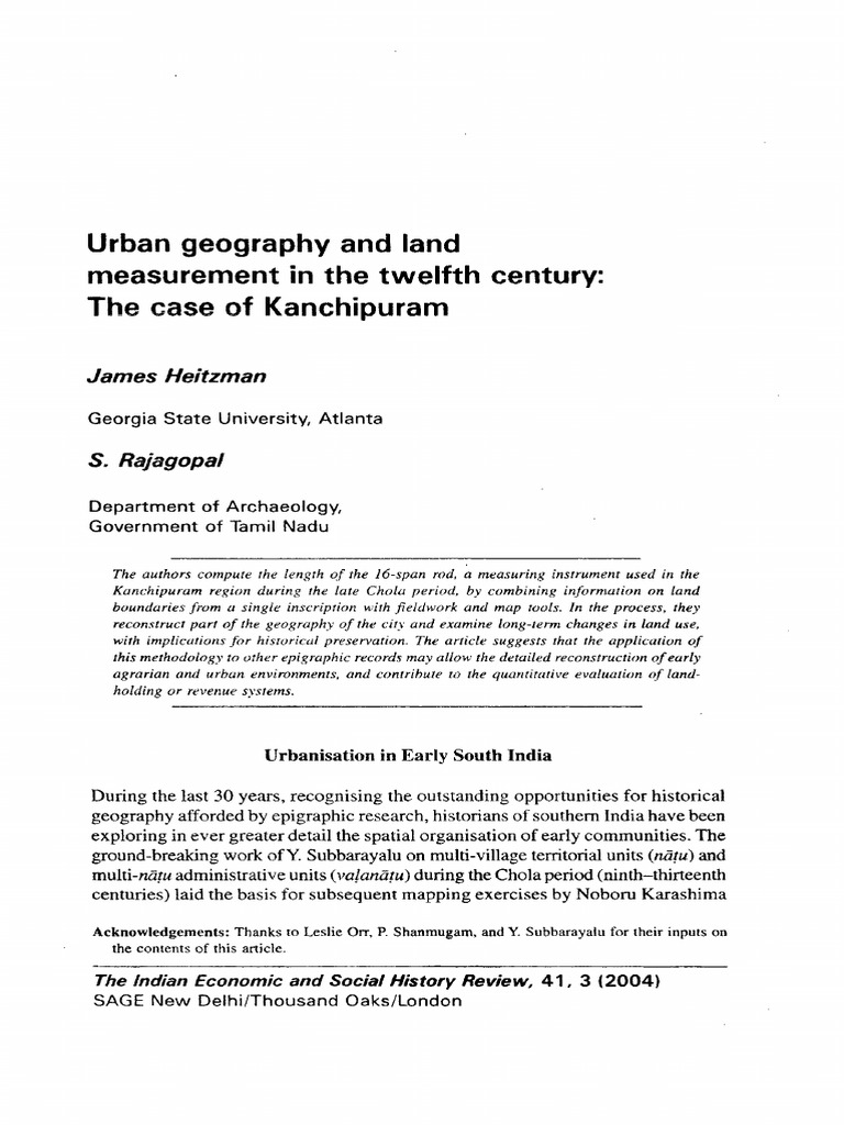 Heitzman Rajagopal 2004 Urban Geography and Land Measurement in the ...