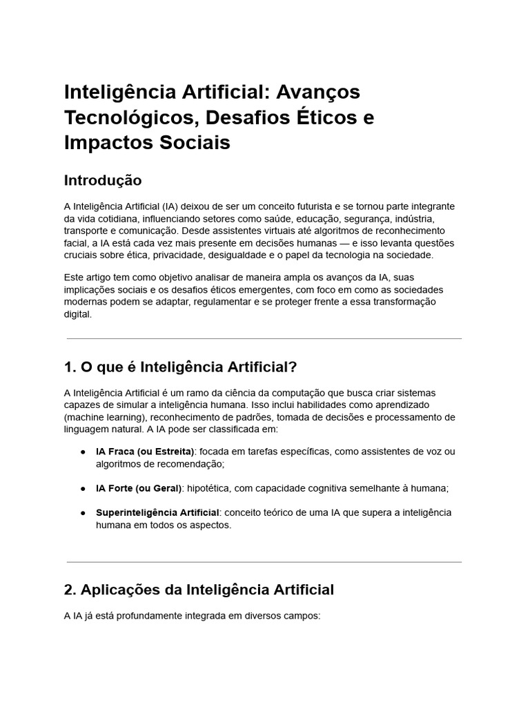 Desafios Éticos da Inteligência Artificial | PDF | Inteligência ...