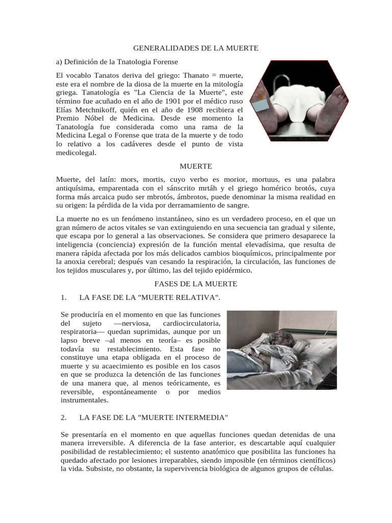 Introducción a la Tanatología Forense | PDF | Muerte | Jurisprudencia ...