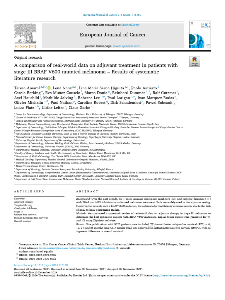 Adjuvant Therapy in Stage III BRAF Melanoma | PDF | Melanoma | Oncology