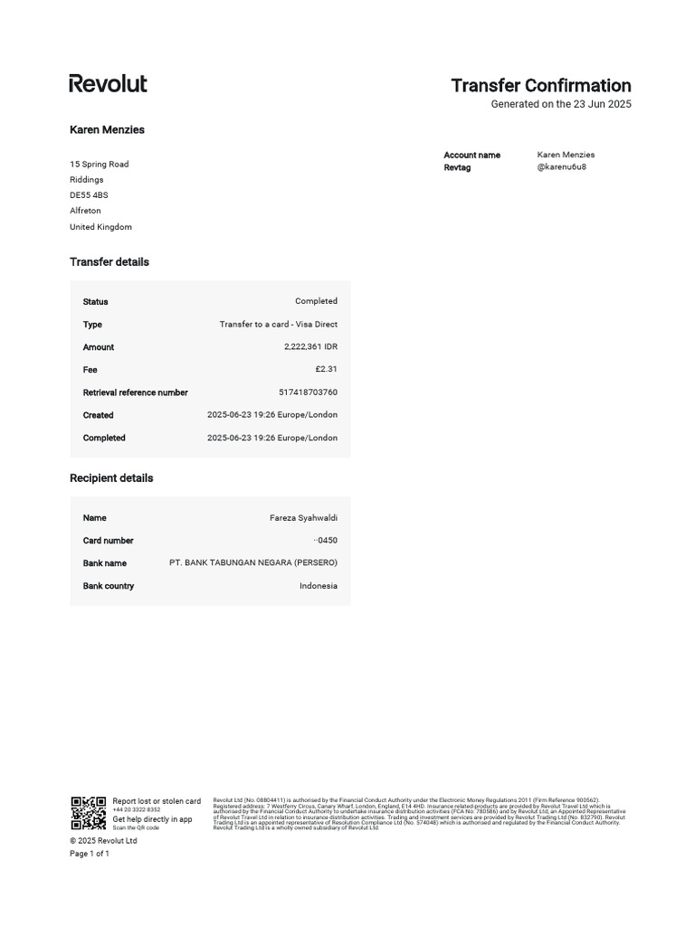 p2c Transaction Confirmation Report en GB Ece407 | PDF | Service ...
