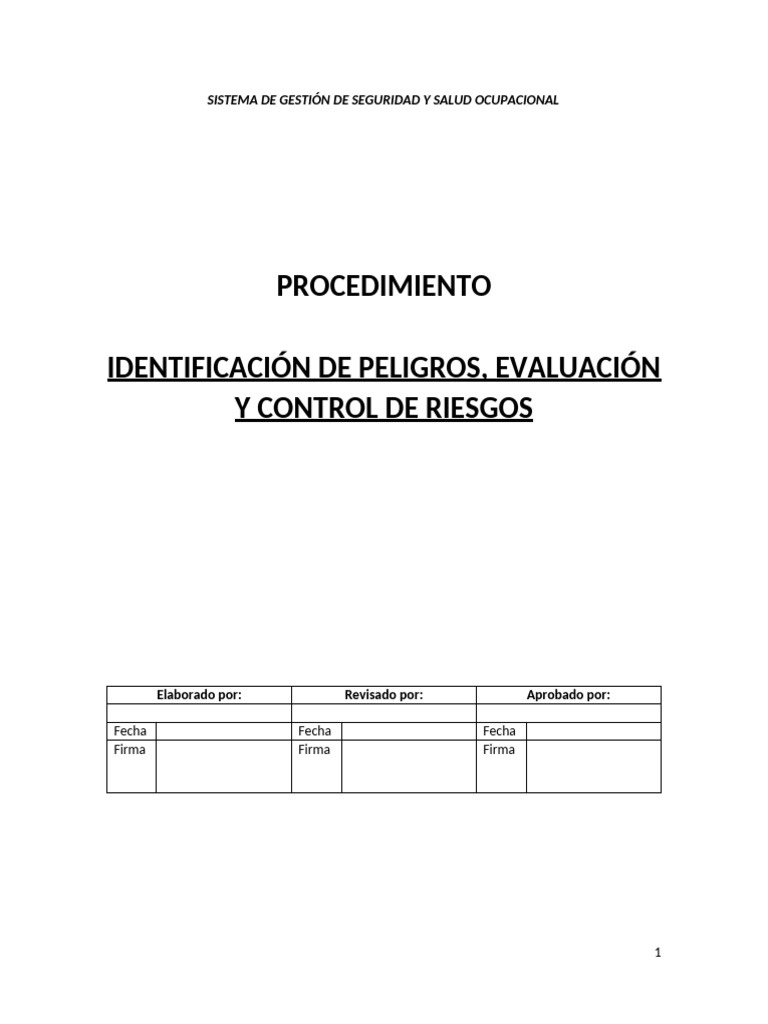 Identificación y Control de Riesgos Laborales | PDF | Riesgo ...