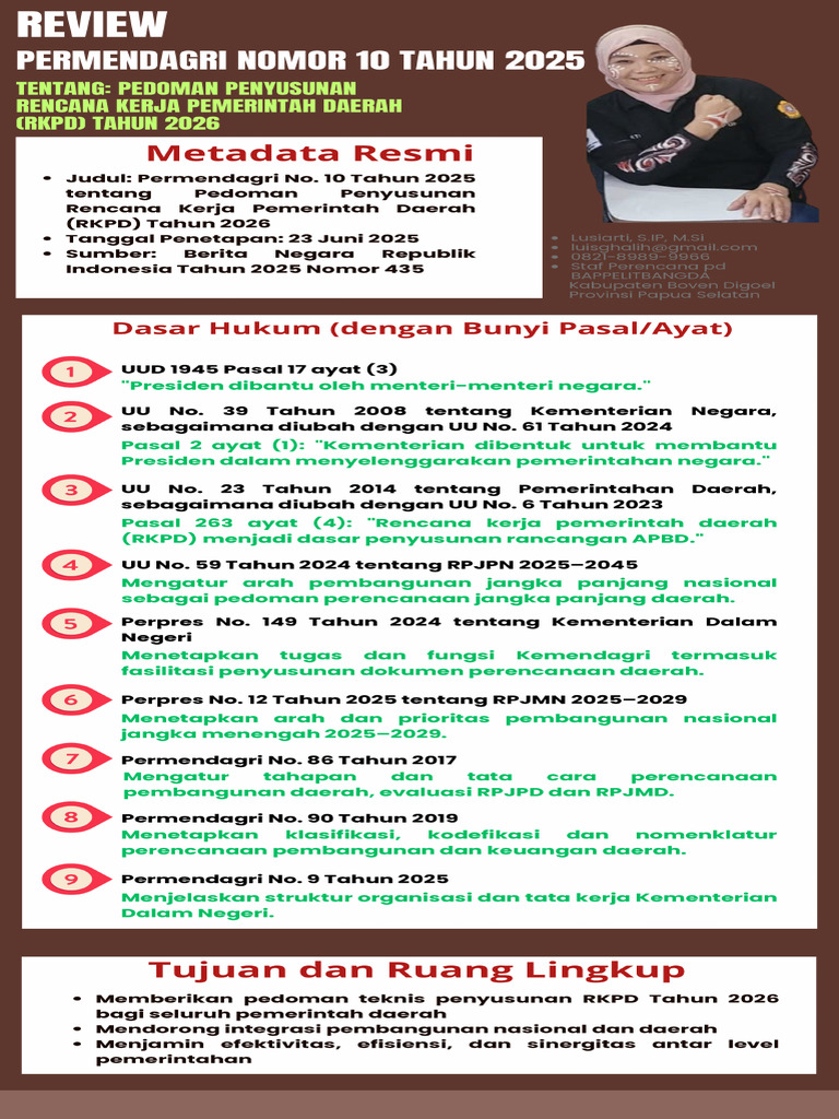 LUSIARTI - Review Permendagri Nomor 10 Tahun 2025 TTG Pedum Penyusunan ...