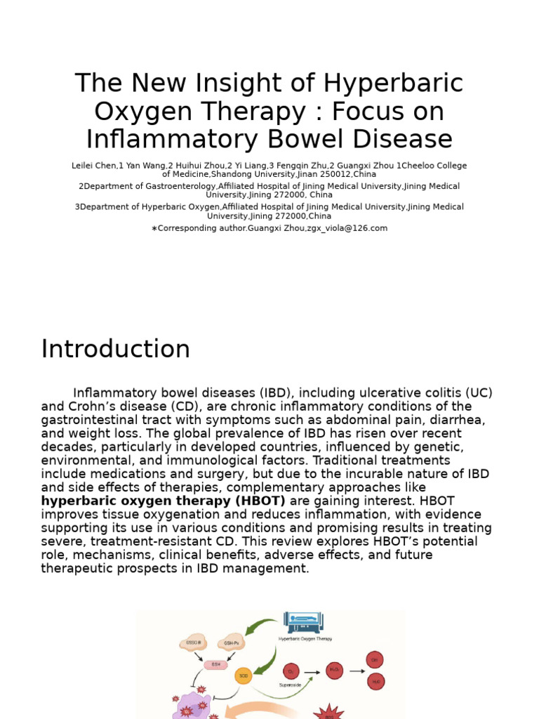 The New Insights of Hyperbaric Oxygen Therapy Focus On Inflammatory ...