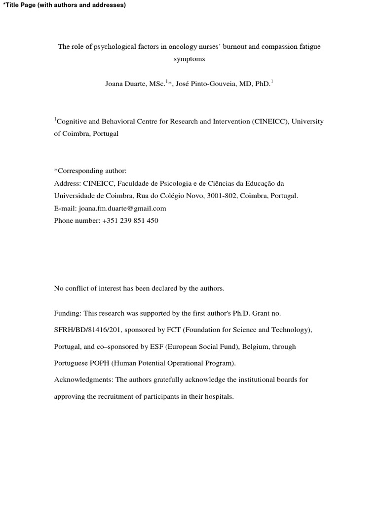 The Role of Psychological Factors in Onc | PDF | Empathy ...
