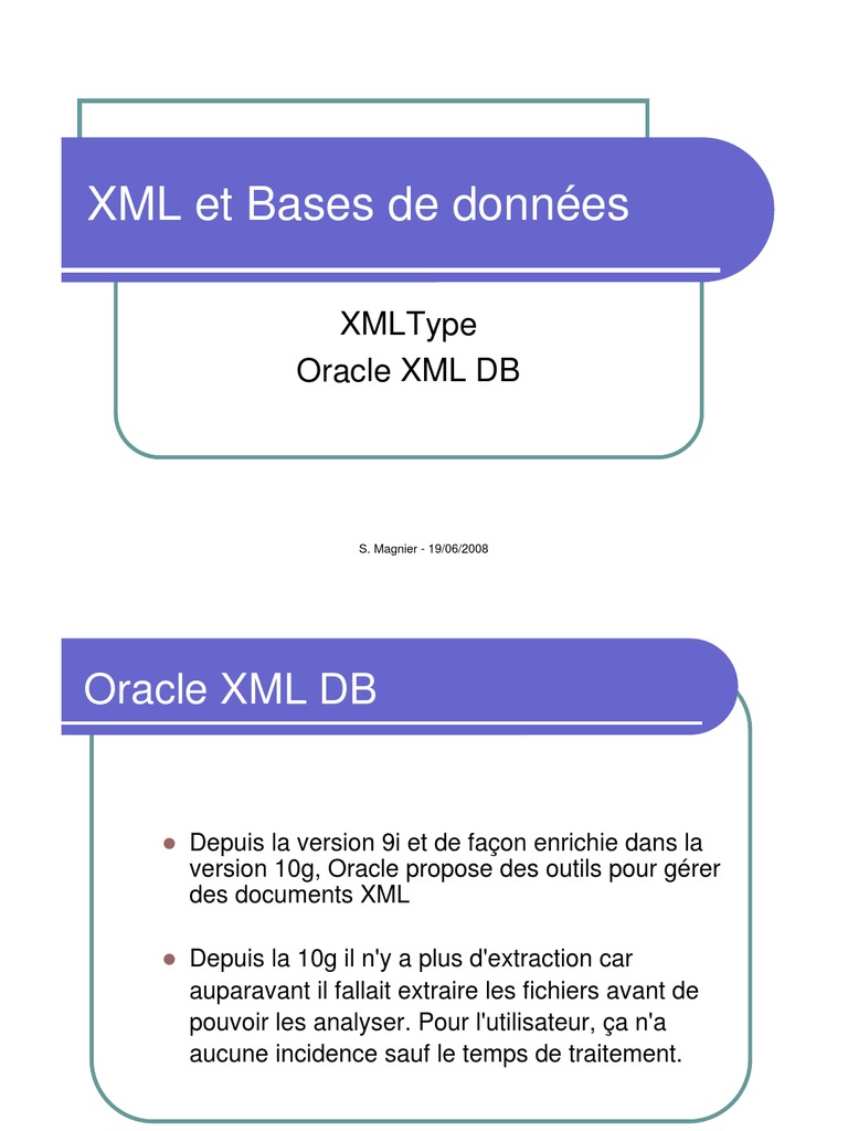 Gestion d'XML avec Oracle XML DB | PDF | XML | Base de données Oracle