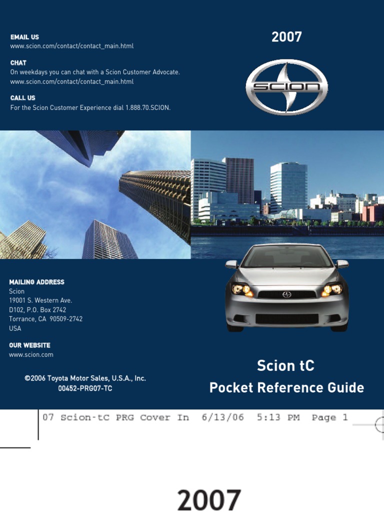 2007 Scion TC Vehicle Pocket Reference Guides | PDF | Business | Computers