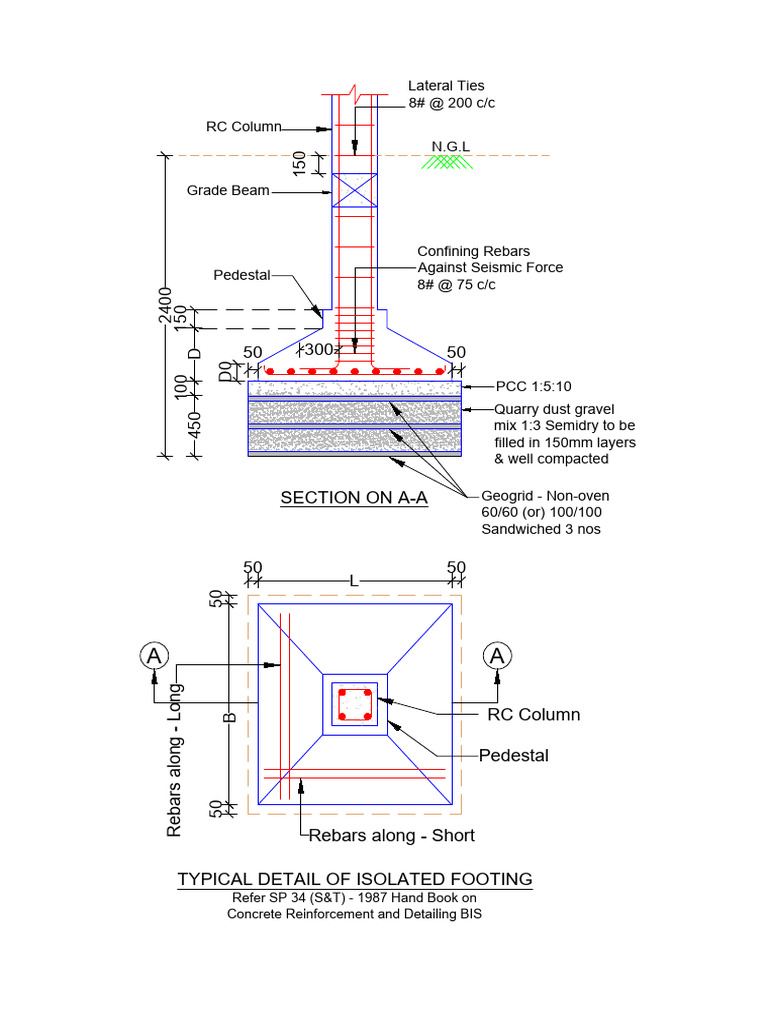 Isolated Footing with Geogrid | PDF