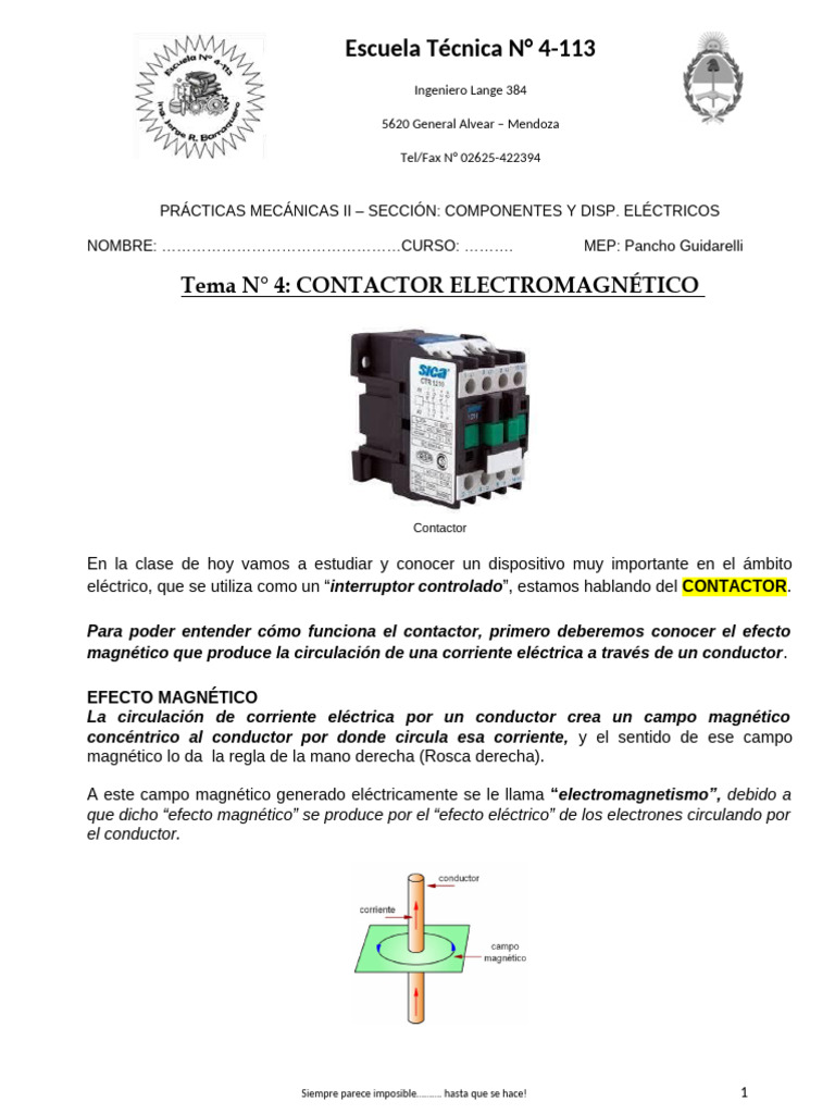 Tema 4 - Contactor | PDF | Relé | Corriente eléctrica