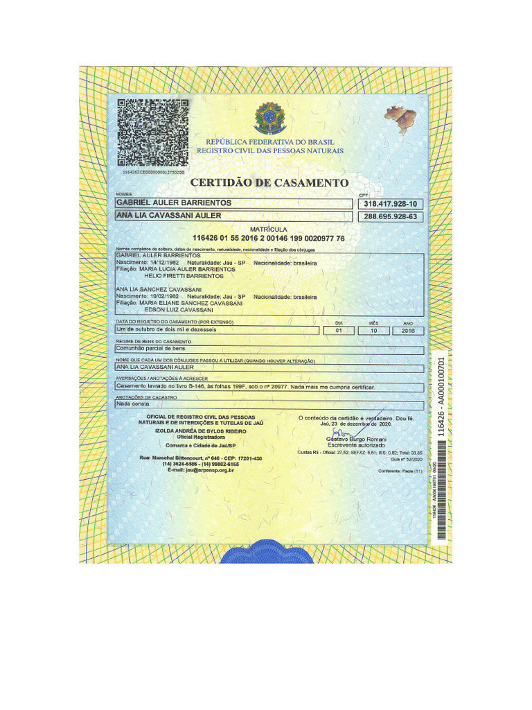 Certidão de Casamento | PDF