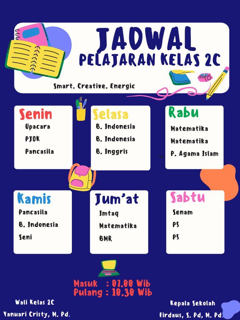 Jadwal Pelajaran Kelas 2C | PDF