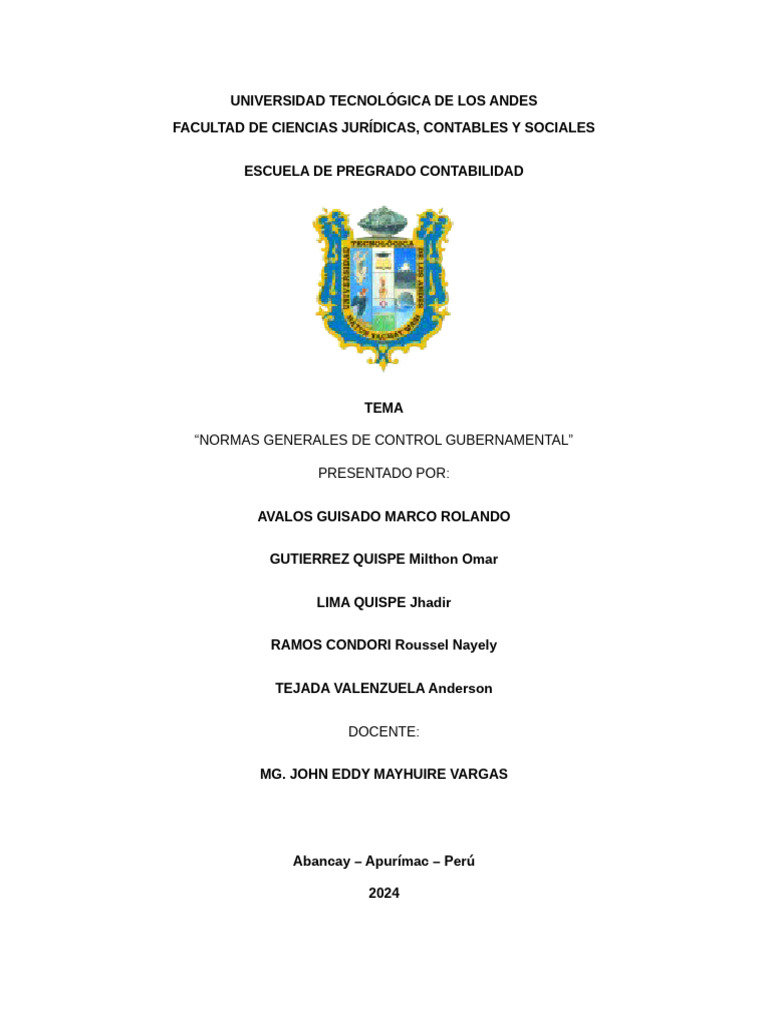 Normas Generales de Control Gubernamental Trabajo Final | PDF | Calidad ...