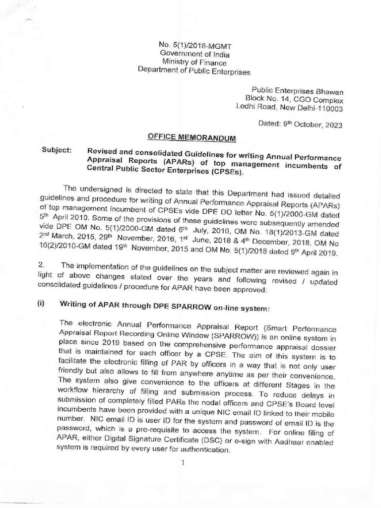 CPSE Performance Appraisal Report Form | PDF | Strategic Management