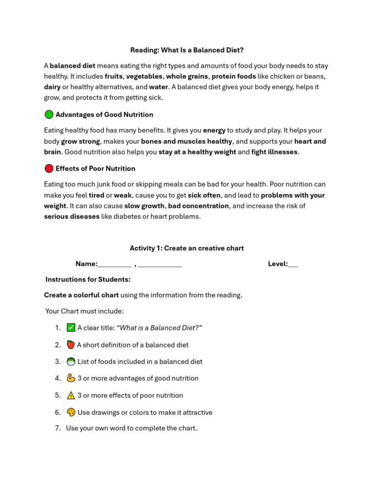 Understanding a Balanced Diet | PDF