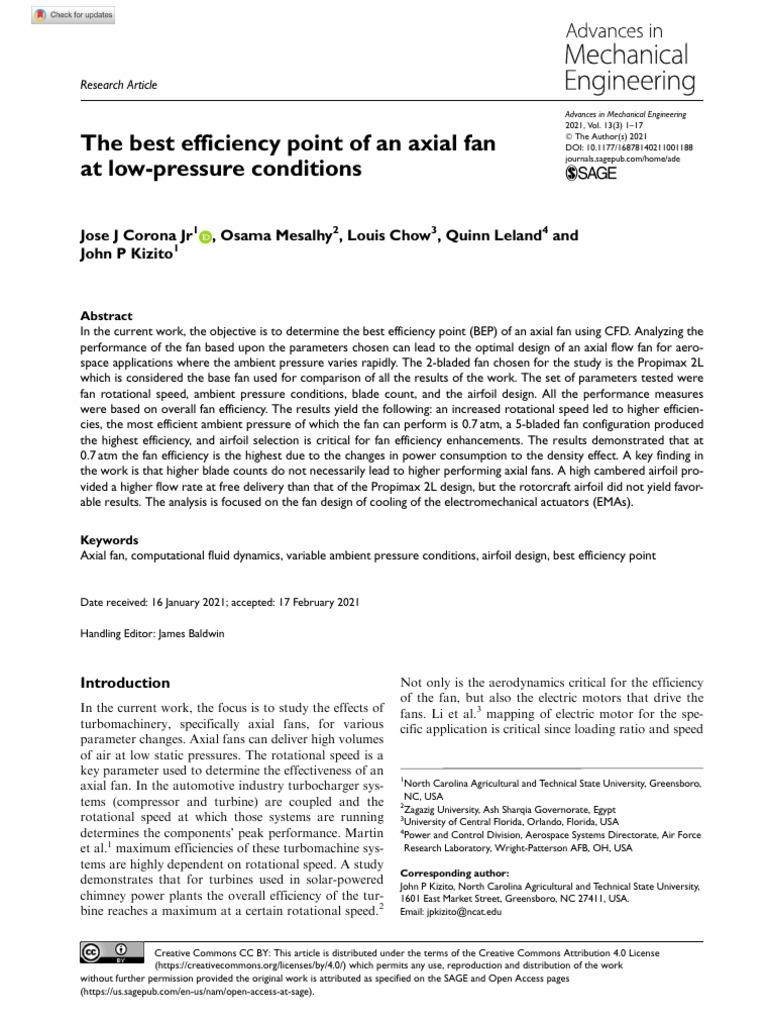 Best Efficiency of Axial Fans in CFD | PDF | Computational Fluid ...