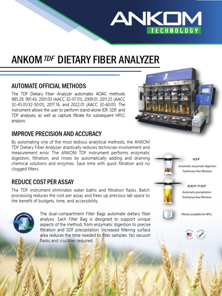 Automated TDF Dietary Fiber Analysis | PDF | Filtration | Metallurgical ...
