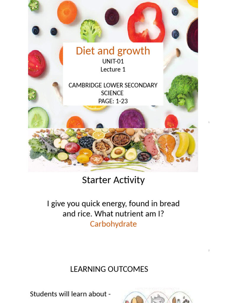 Nutrients for Growth and Energy | PDF | Dietary Fiber | Diet & Nutrition