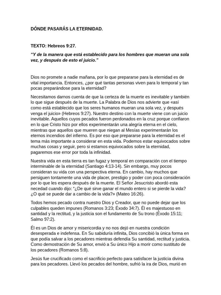 Preparación para la Eternidad con Dios | PDF | Cristo (título) | Pecado