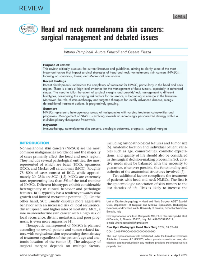 Surgical Strategies for Head and Neck NMSCs | PDF | Skin Cancer | Head ...