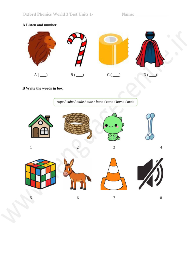 Oxford Phonics World 3 Midterm Test | PDF