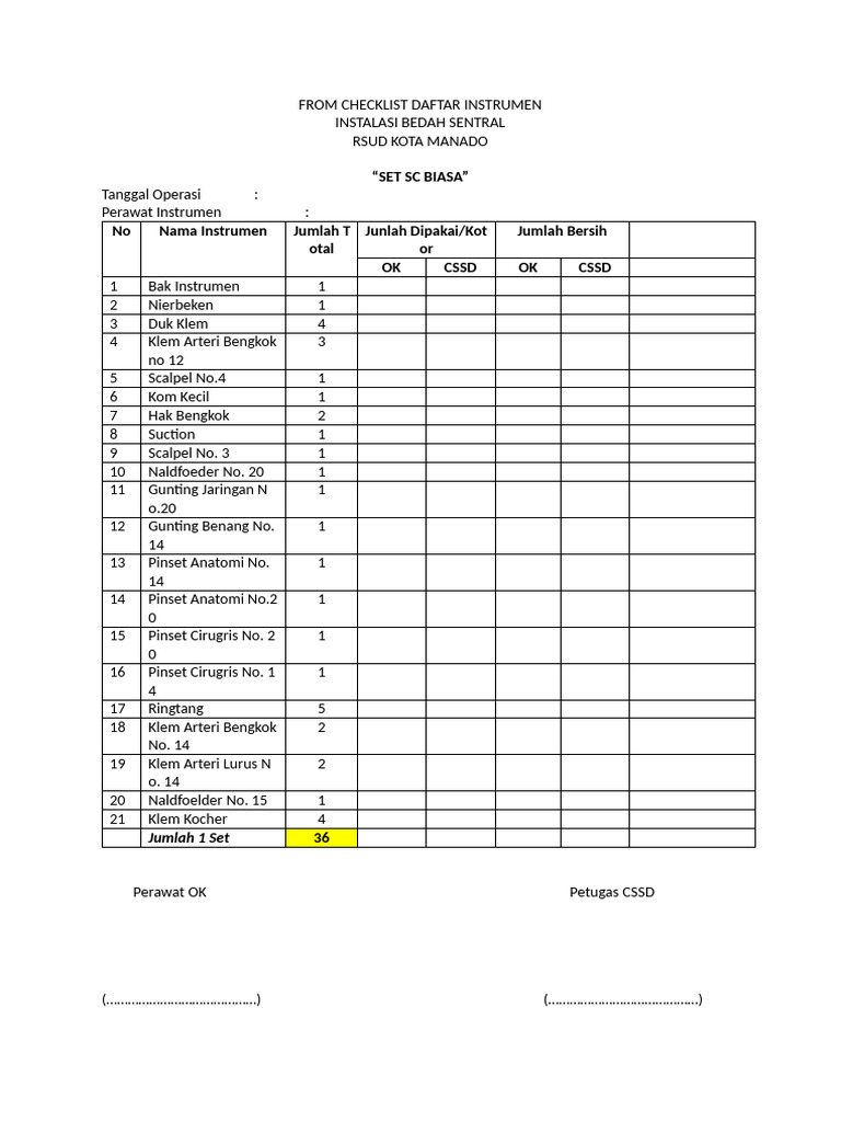 From Checklist Daftar Instrumen SC Biasa Ok | PDF