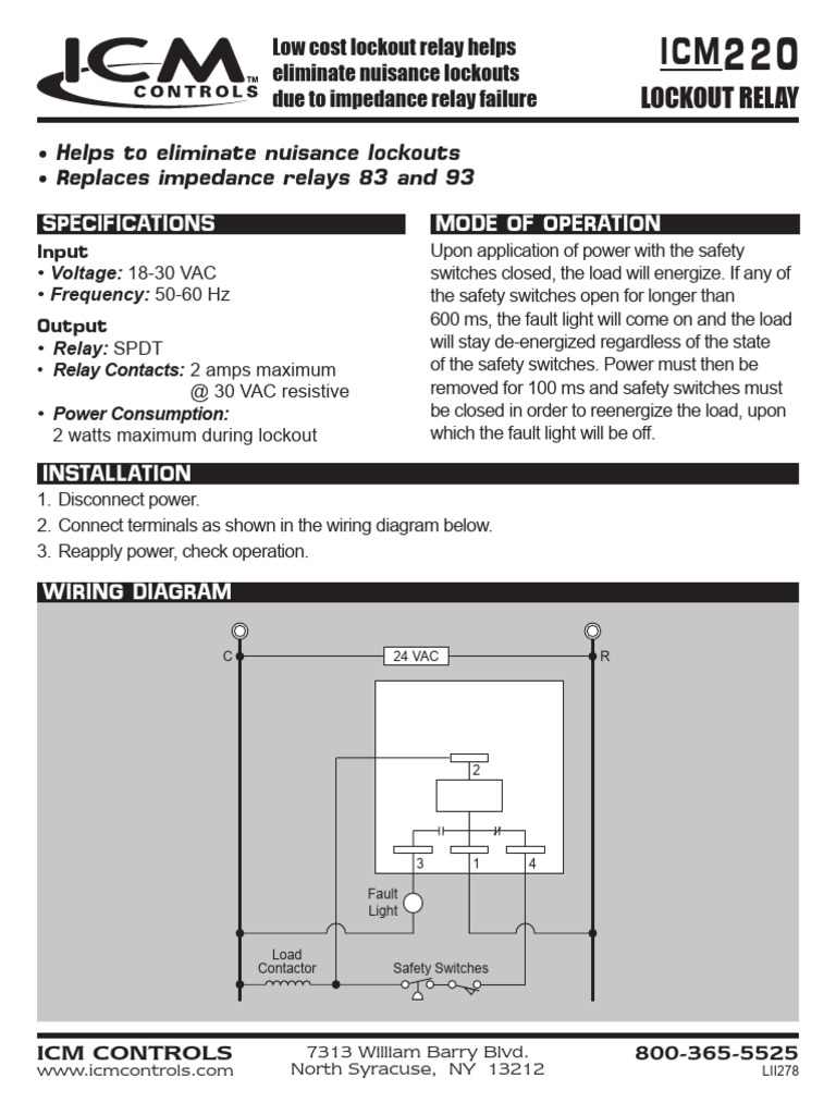 Icm Lockout Relay | PDF