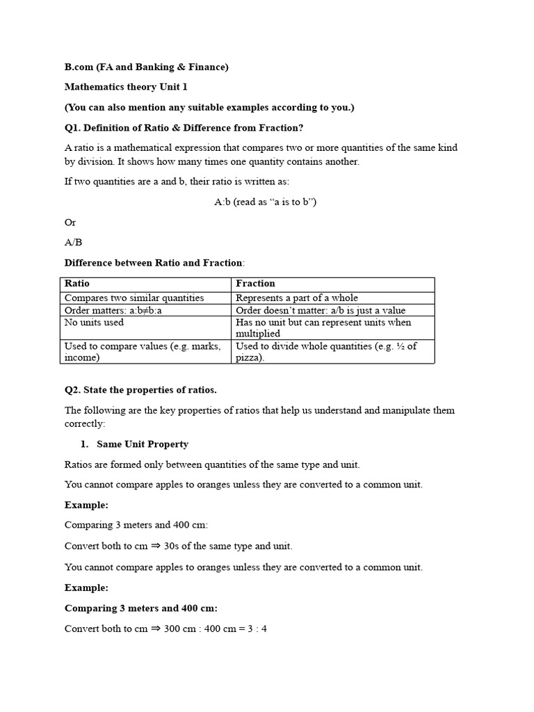 Maths Theory | PDF | Ratio | Multiplication