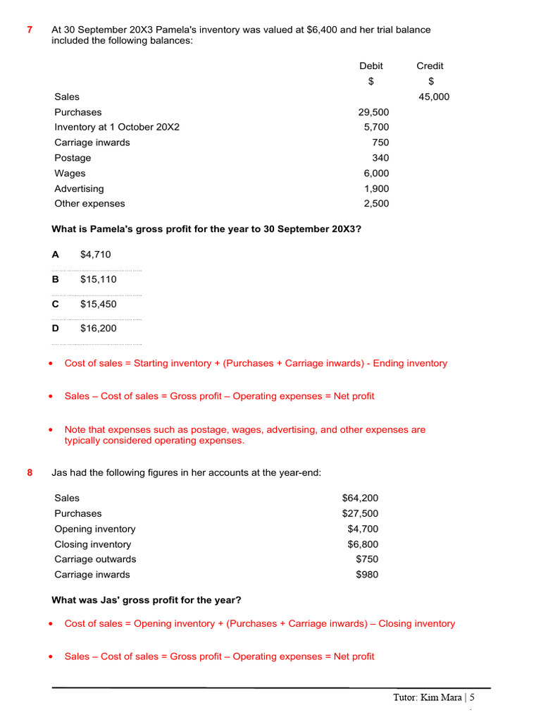 Gross Profit Calculations and Examples | PDF | Debits And Credits ...