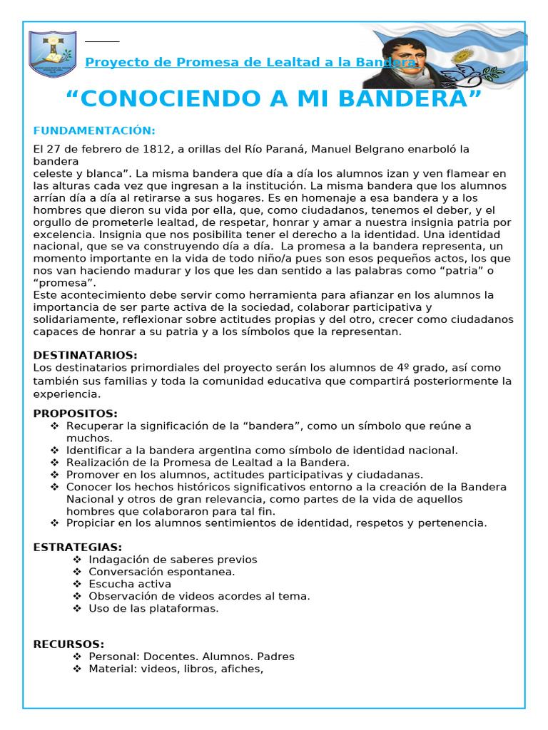 Proyecto de Promesa de Lealtad a la Bandera | PDF | Bandera