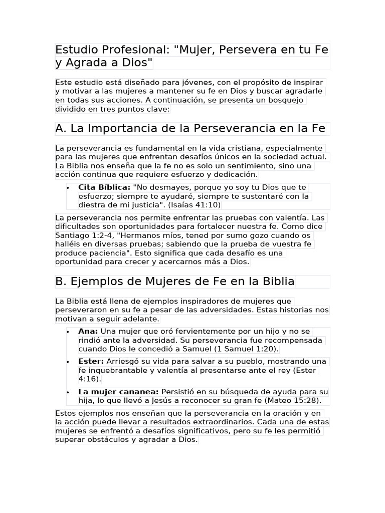 Mujer Persevera en Tu Fe y Agrada A Dios 3 | PDF | Oración | Biblia