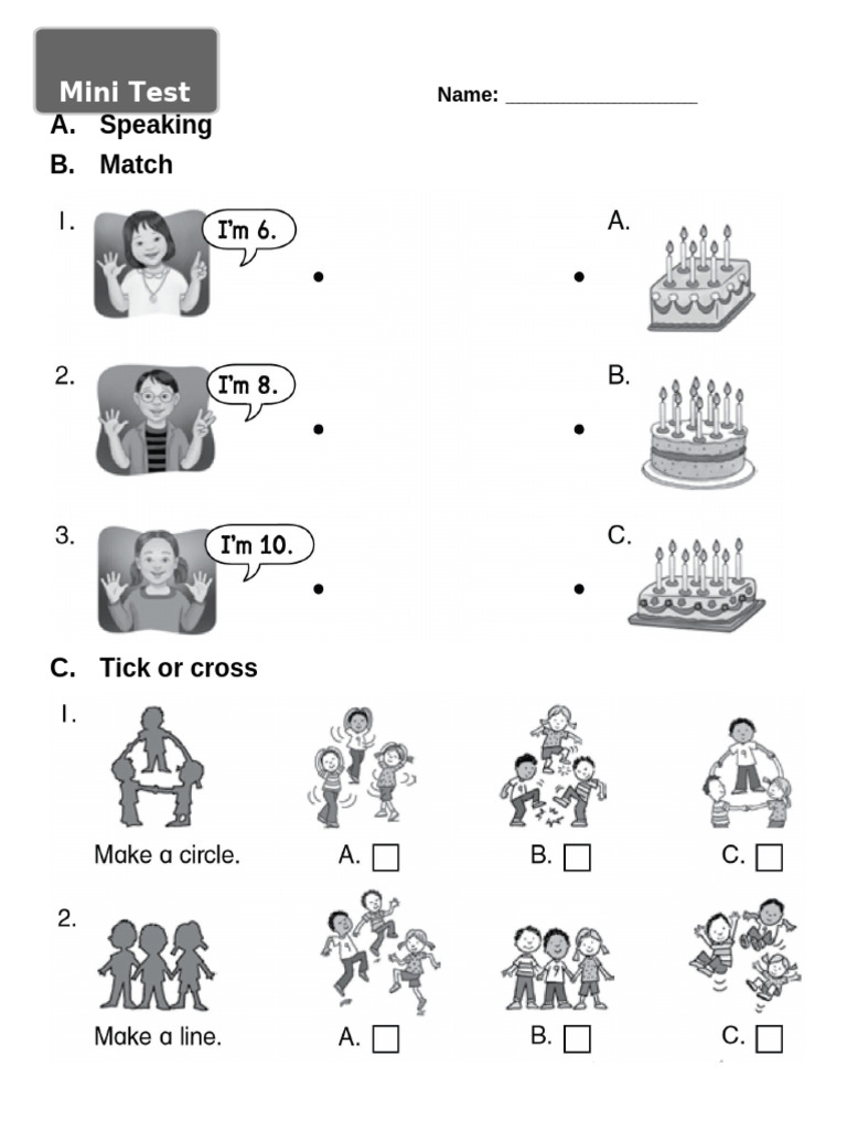 Mini Test: Speaking and Matching Activities | PDF