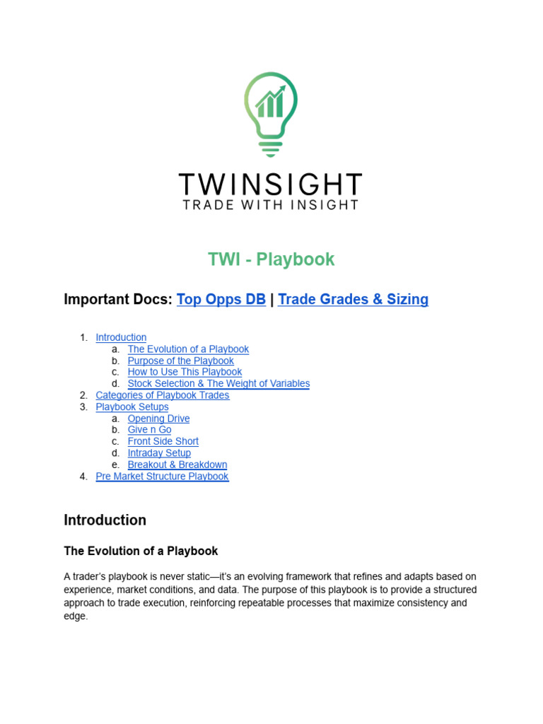 TWI Playbook v2.1 | PDF | Day Trading