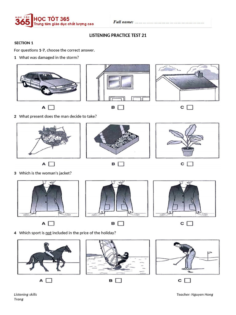 Listening Practice Test 21 Overview | PDF