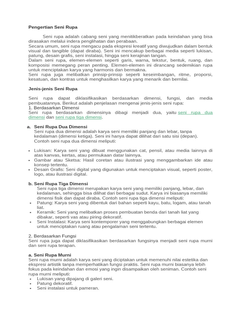 Pengertian dan Jenis Seni Rupa | PDF