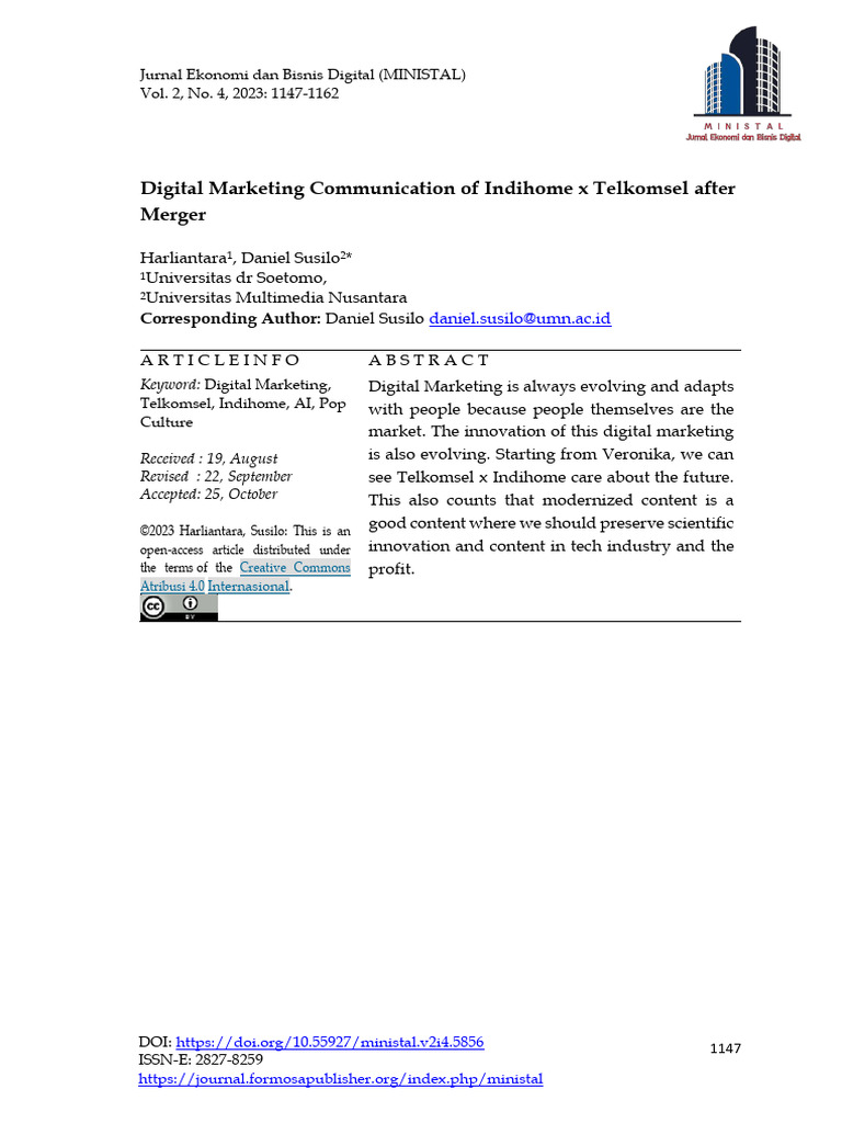 Digital Marketing Communication of Indihome X Telk | PDF | Analysis ...