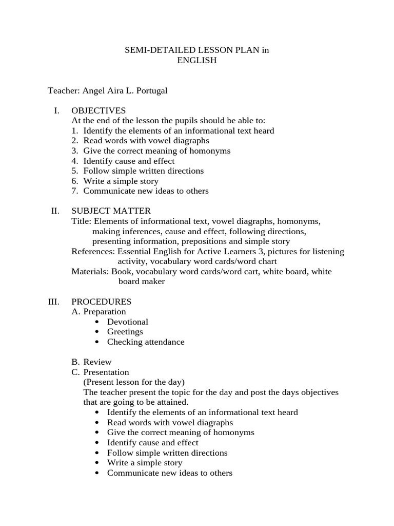 Lesson Plan: Informational Text Skills | PDF | English Language | Causality