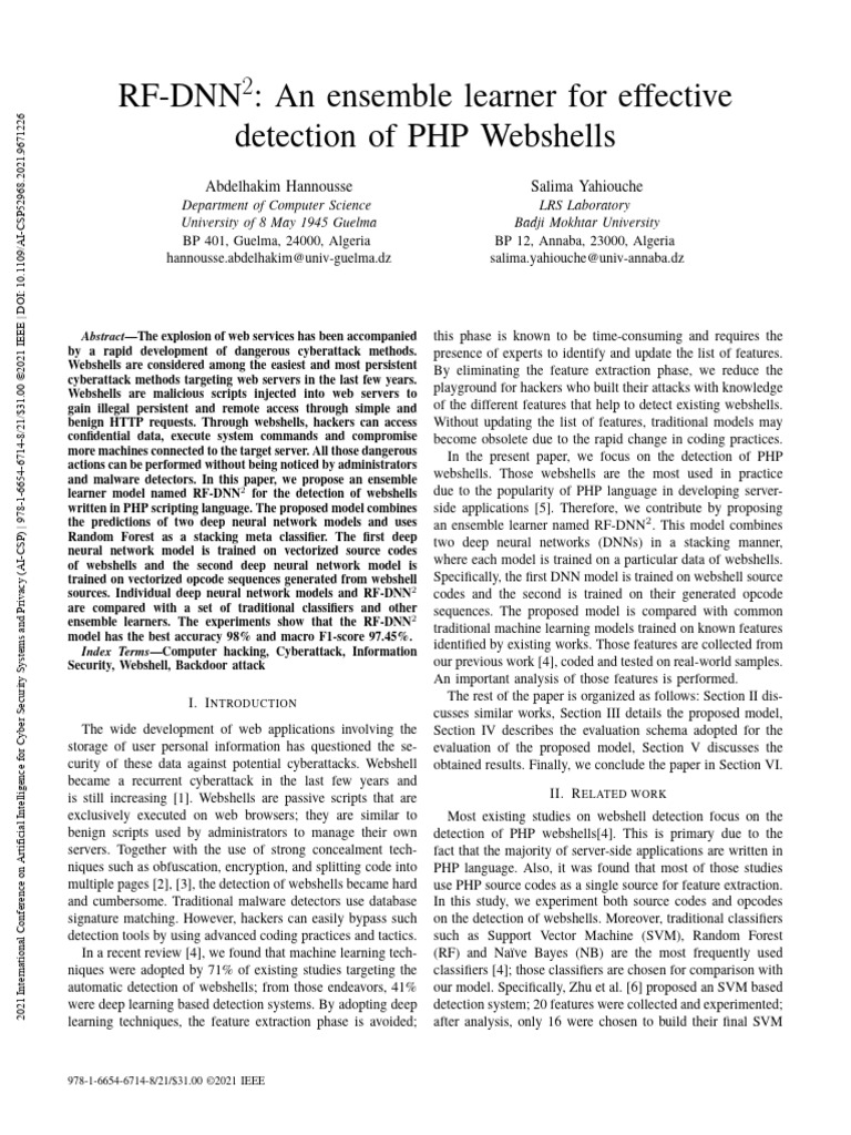 RF-DNN2: PHP Webshell Detection Model | PDF | Deep Learning | Accuracy ...