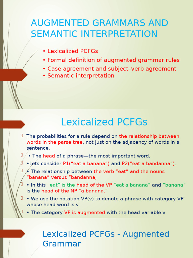 Augmented Grammars and Semantic Interpretation1 | PDF | Subject ...