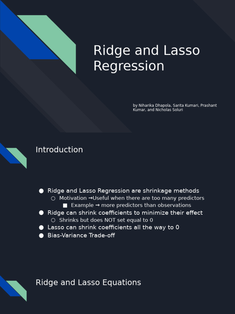 Ridge vs Lasso Regression Explained | PDF | Linear Regression | Cross ...