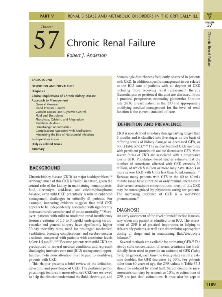 Chronic Kidney Disease in ICU Management | PDF | Chronic Kidney Disease ...