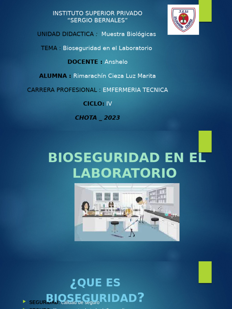 Bioseguridad en El Laboratorio | PDF | Laboratorios | Especialidades ...