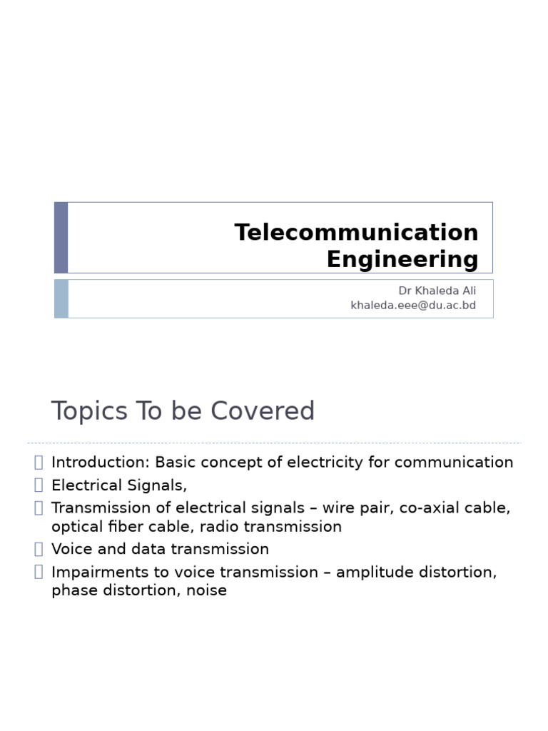 Telecommunication Engineering Overview | PDF | Signal To Noise Ratio ...
