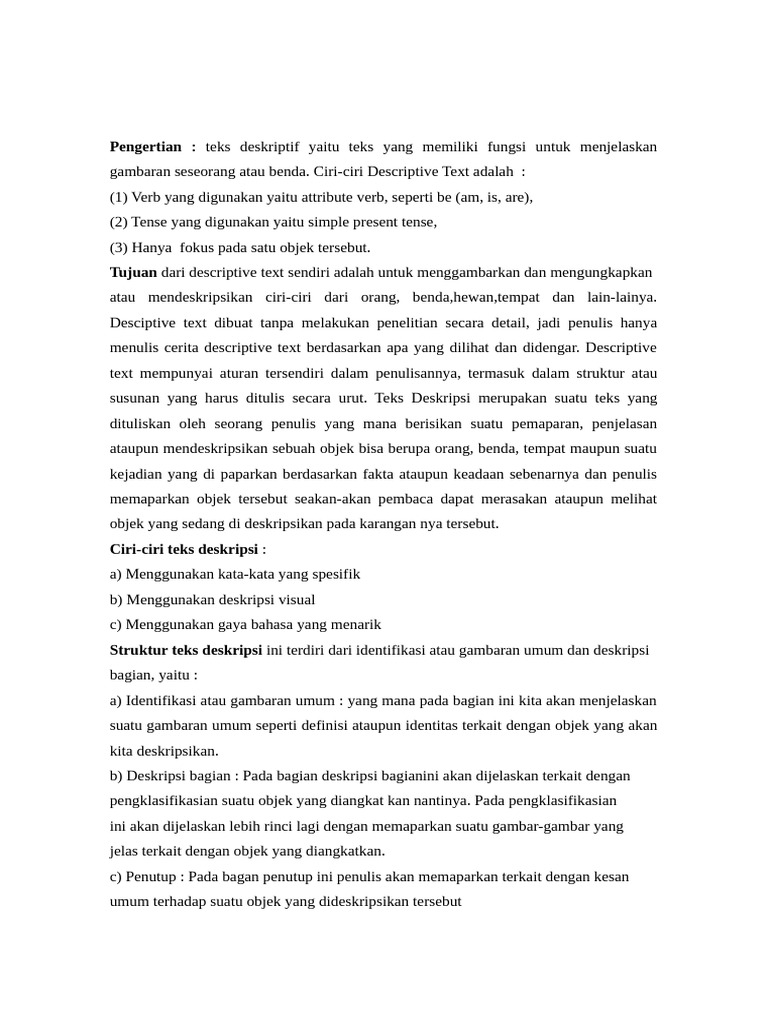Materi Teks Deskriptif | PDF