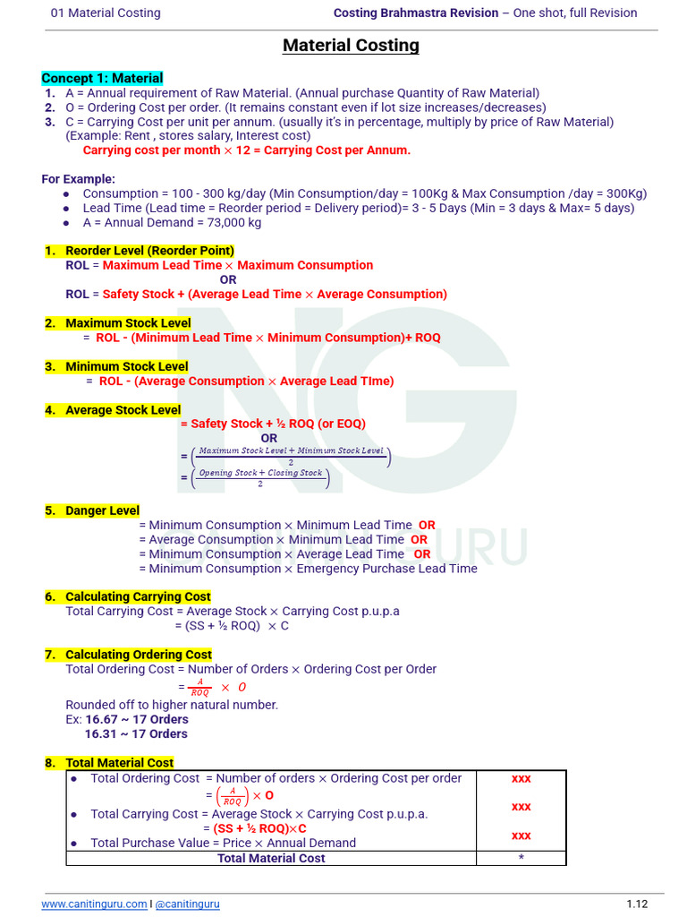 EOQ Calculation for Raw Materials | PDF | Business | Business Economics