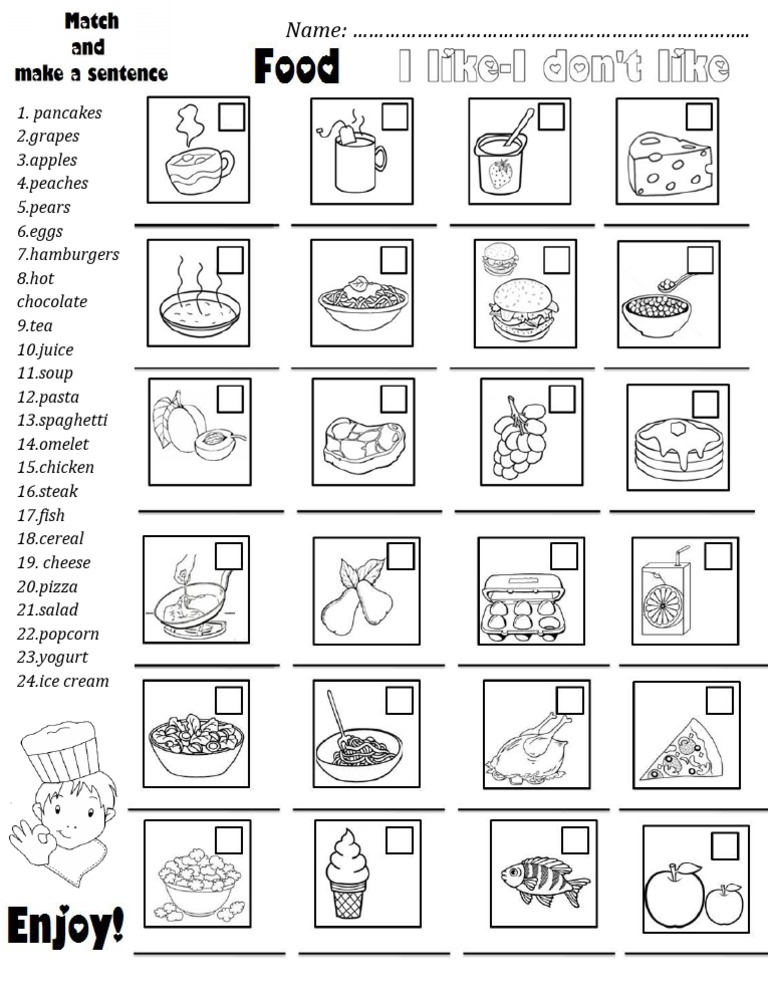 FOOD Match And Write Sentences 