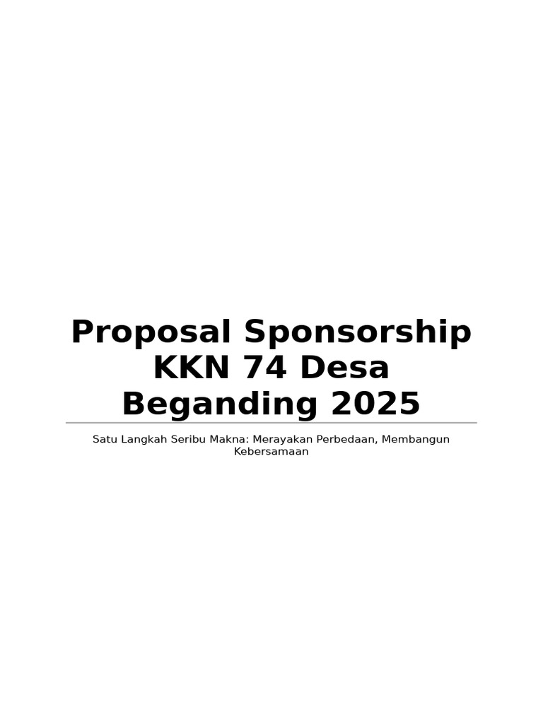 Proposal Sponsorship KKN 74 Desa Beganding 2025 | PDF