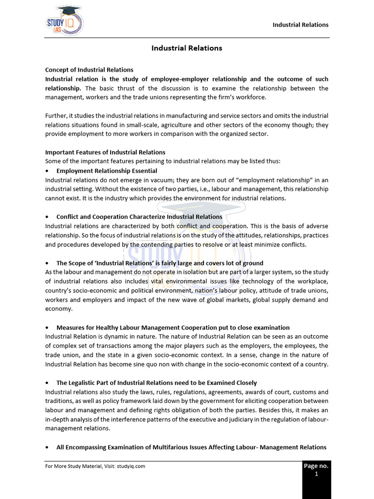 Understanding Industrial Relations Dynamics | PDF | Employment | Marxism