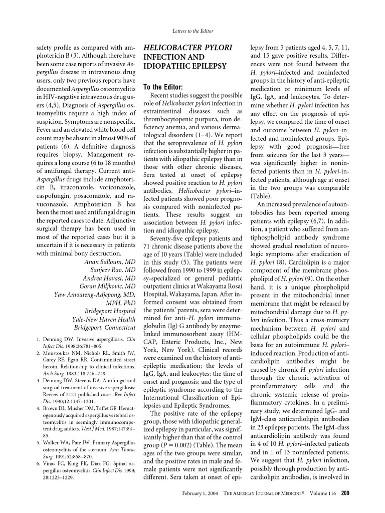 Em Helicobacter Pylori em Infection and Idiopat | PDF | Epilepsy ...