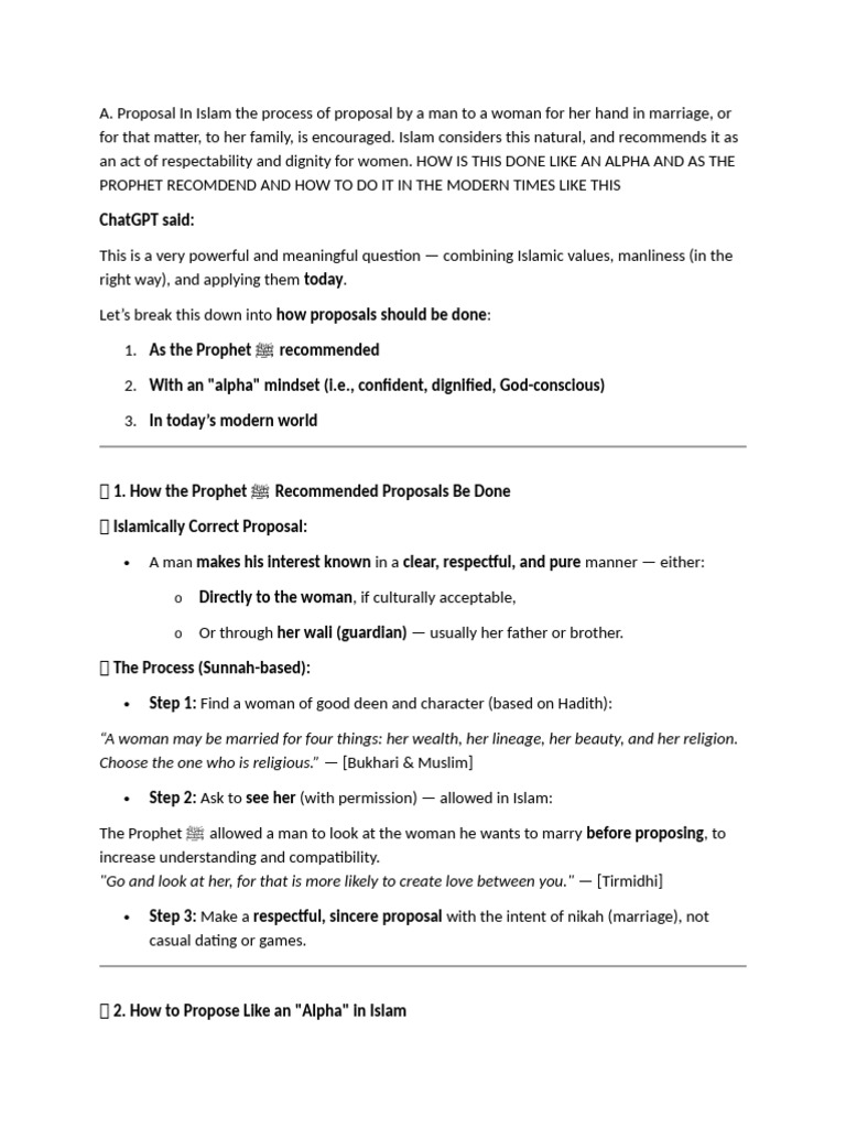 Islamic Marriage Proposal Guide | PDF | God In Islam | Abrahamic Religions